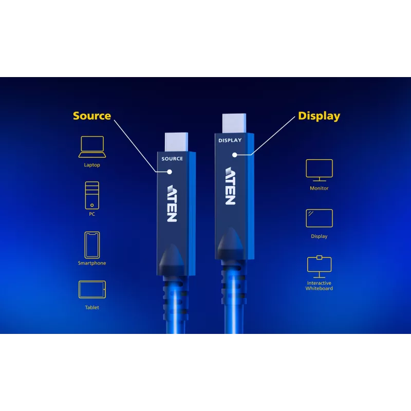 Καλώδιο USB-C AOC ATEN UE3410F-AT, 10 m, USB-C σε USB-C, 10 Gbit/s, Μαύρο