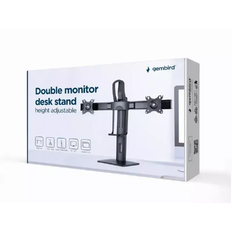 Βάση οθόνης Gembird MS-D2-01 27 ιντσών μαύρη ελεύθερη τοποθέτηση