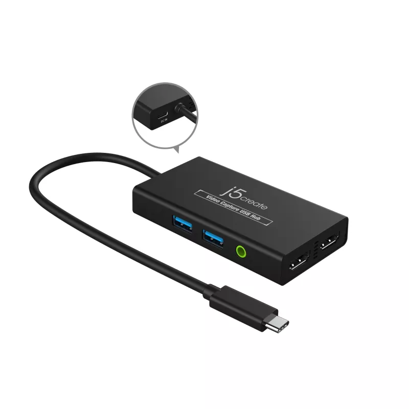Συσκευή σύλληψης βίντεο USB Hub j5create JVA01-N 1920x1080 30Hz Μαύρο