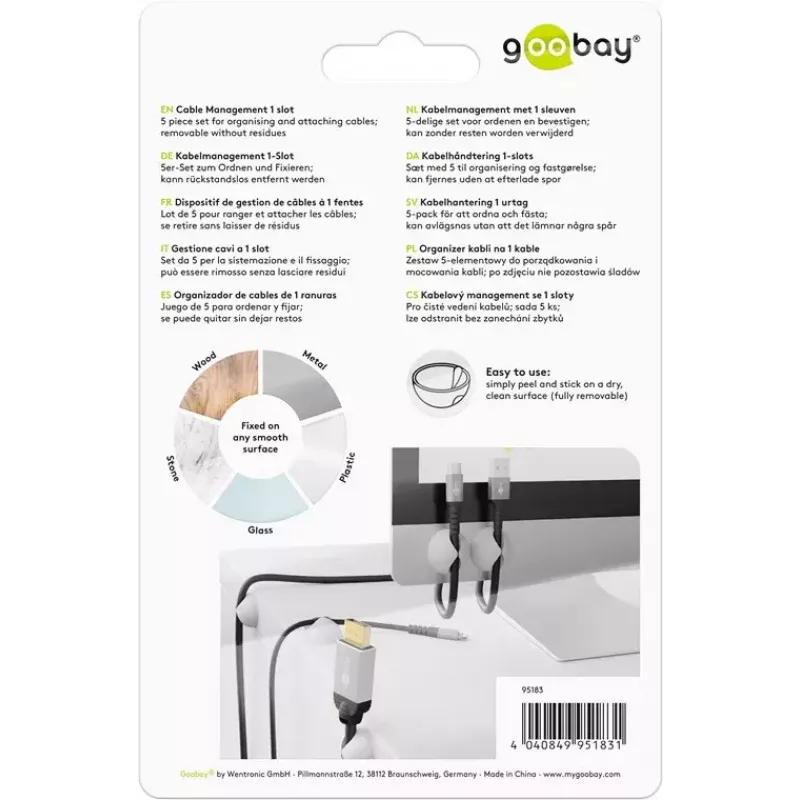 Καλώδιο συγκράτησης Goobay 95183 Λευκό 5 τεμ. Universal