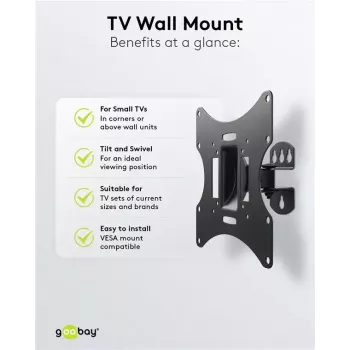 Goobay TV EasyFlex M Βάση τοίχου με λειτουργία κλίσης, μαύρο (51893)