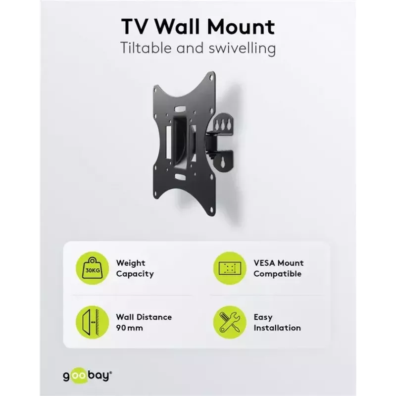 Goobay TV EasyFlex M Βάση τοίχου με λειτουργία κλίσης, μαύρο (51893)