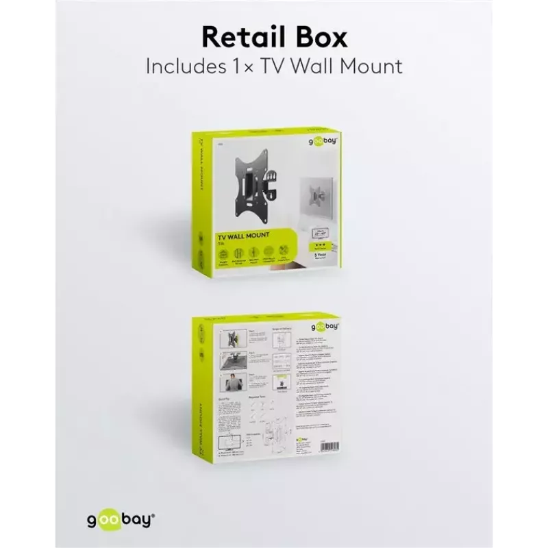 Goobay TV EasyFlex M Βάση τοίχου με λειτουργία κλίσης, μαύρο (51893)