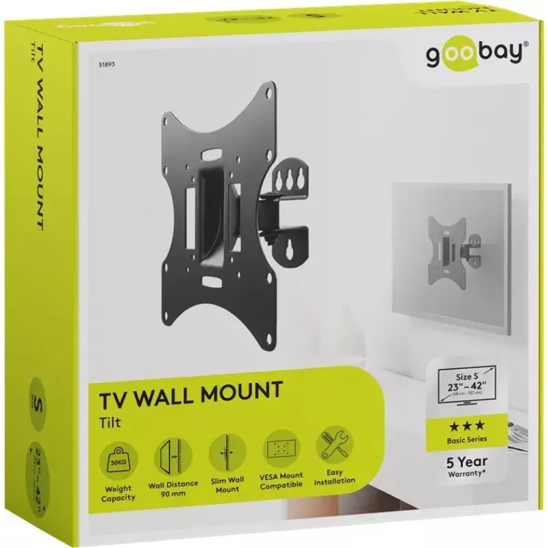 Goobay TV EasyFlex M Βάση τοίχου με λειτουργία κλίσης, μαύρο (51893)