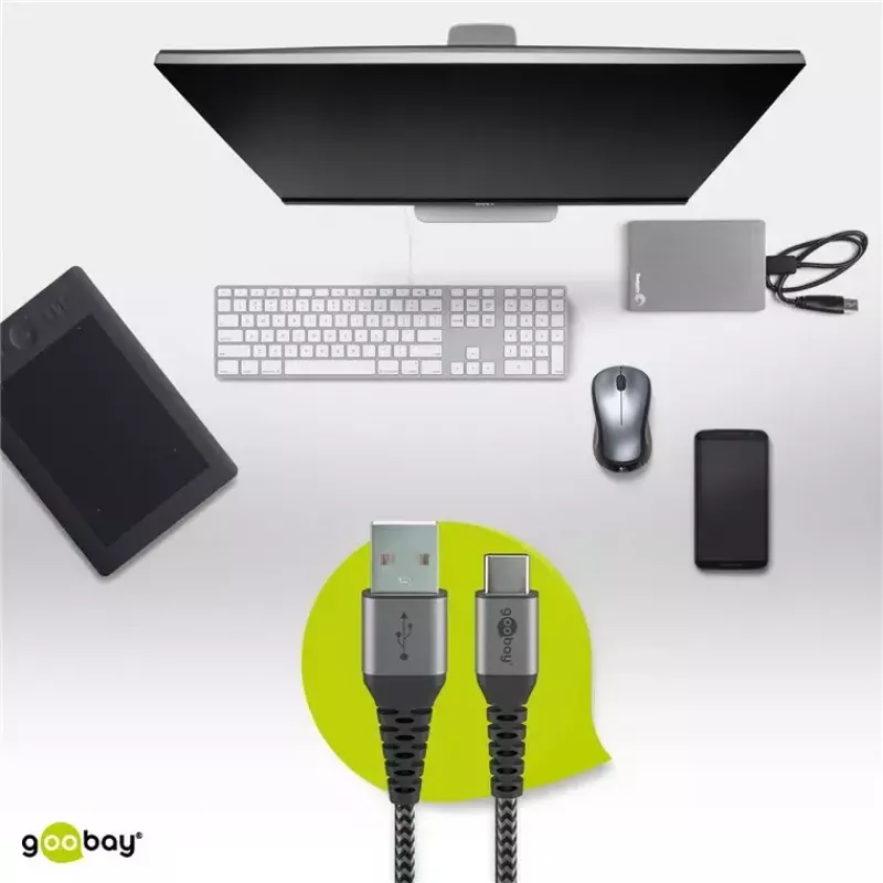 Καλώδιο USB Wentronic 49295 USB 2.0 0,5 m USB C USB A μαύρο γκρι