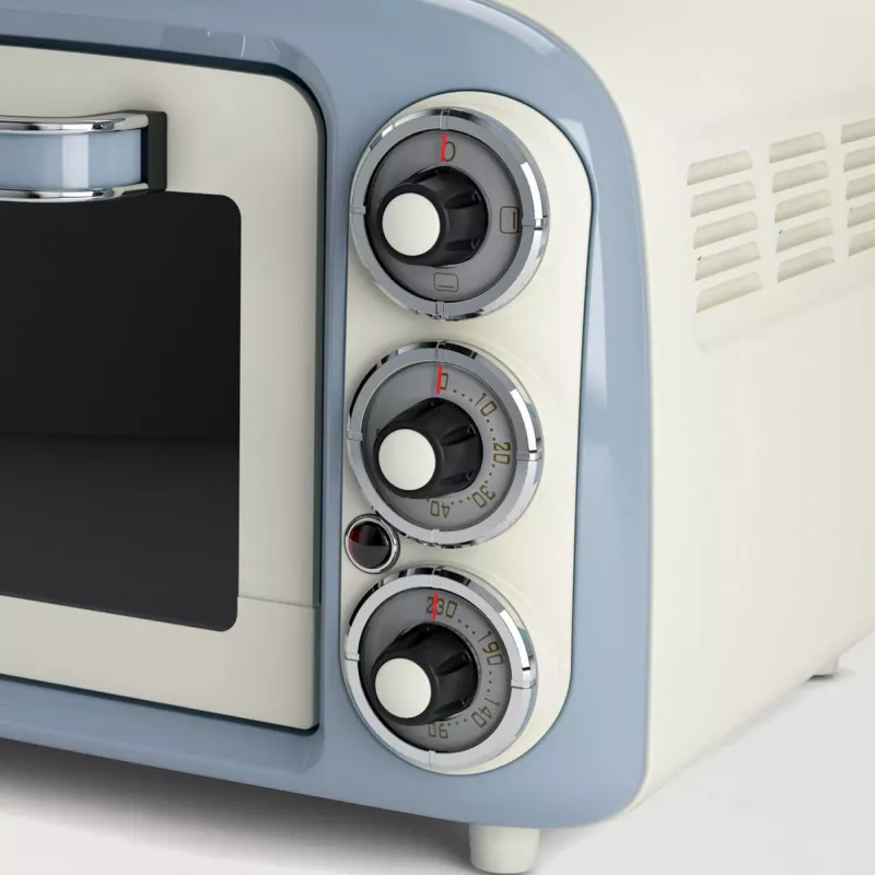 Ariete Vintage 979/05 ηλεκτρικός μίνι φούρνος, 18 L, 90-230 °C, χρονοδιακόπτης 60 λεπτών, λευκό/μπλε