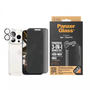 PanzerGlass Privacy 3-in-1 Pack iPhone 15 Pro ανθεκτικό στην κρούση σκληρυμένο γυαλί