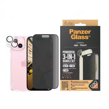 PanzerGlass ® Privacy 3-in-1-Pack iPhone 15 ανθεκτικό στην κρούση σκληρυμένο γυαλί