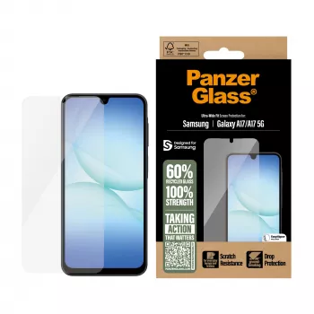 PanzerGlass Μεμβράνη προστασίας οθόνης για Samsung Galaxy A17 / A17 5G — Ultra-Wide Fit, PET+Σιλικόνη, ανθεκτική σε γρατσουνιές και κραδασμούς