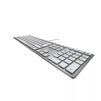 Πληκτρολόγιο CHERRY KC 6000 λεπτό Universal USB AZERTY βελγικό ασημί, λευκό