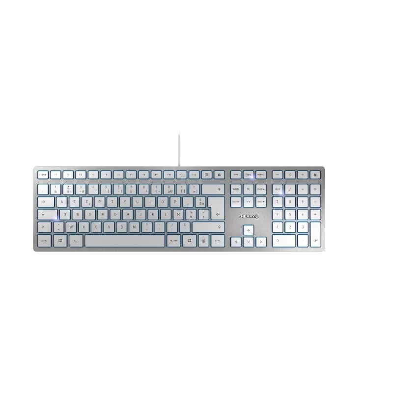 Πληκτρολόγιο CHERRY KC 6000 λεπτό Universal USB AZERTY βελγικό ασημί, λευκό