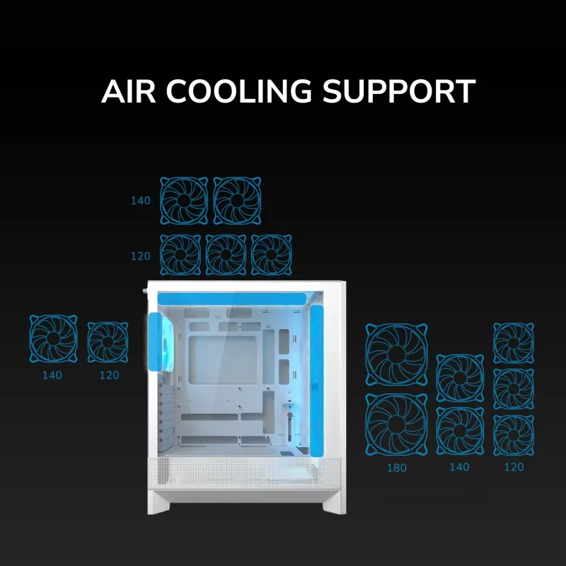 Κουτί Midi-Tower COUGAR, Airface 180, ARGB, μαύρο