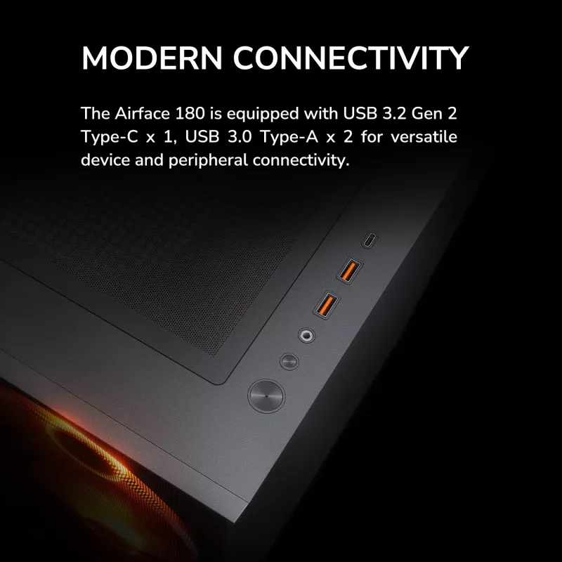 Κουτί Midi-Tower COUGAR, Airface 180, ARGB, μαύρο