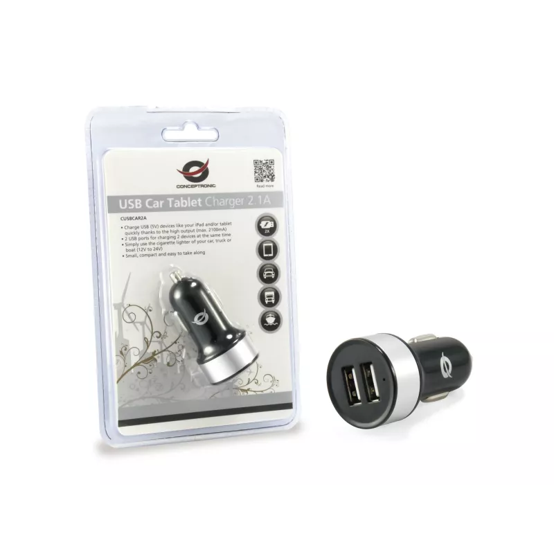 Φορτιστής αυτοκινήτου Conceptronic CUSBCAR2A 2-Port USB 2.1A