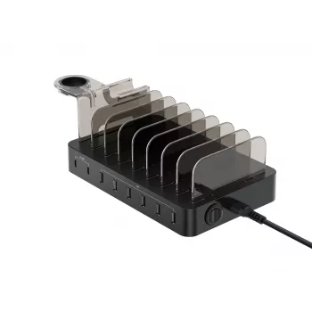 Conceptronic OZUL 8-Port 75W USB PD Σταθμός φόρτισης, Εσωτερικού χώρου, AC, 12 V, Μαύρος