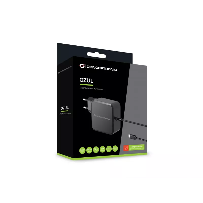 Conceptronic OZUL05BE Φορητός φορτιστής Universal Μαύρος AC Εσωτερικού χώρου
