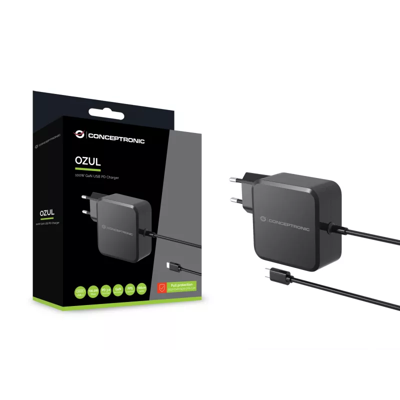 Conceptronic OZUL05BE Φορητός φορτιστής Universal Μαύρος AC Εσωτερικού χώρου
