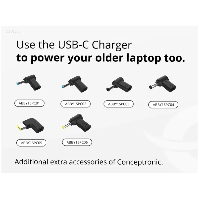 Conceptronic OZUL05BE Φορητός φορτιστής Universal Μαύρος AC Εσωτερικού χώρου