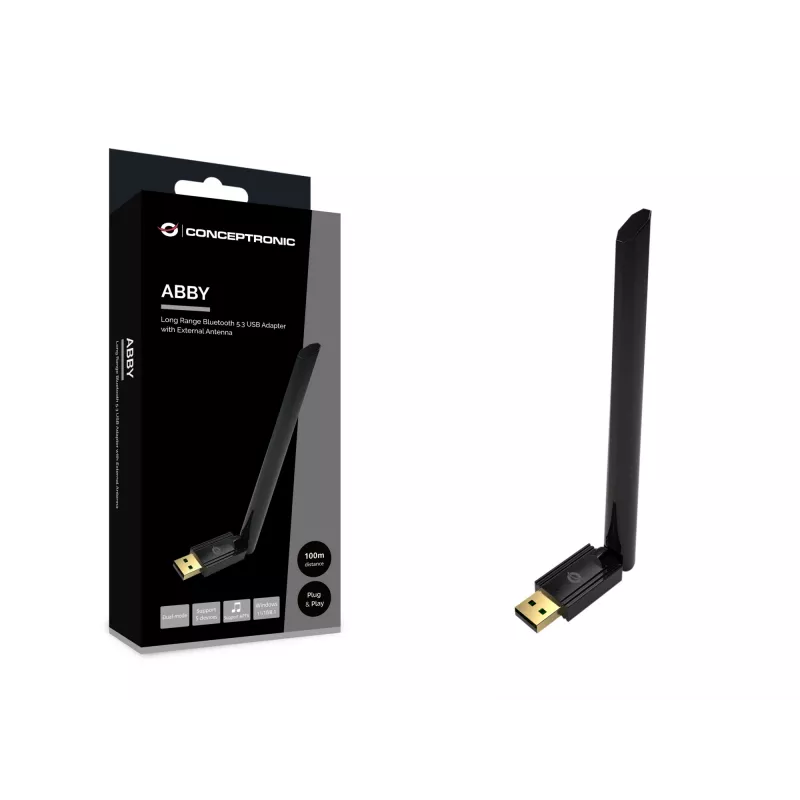 Conceptronic ABBY17B Long Range Bluetooth 5.3 USB Adapter, εξωτερική κεραία