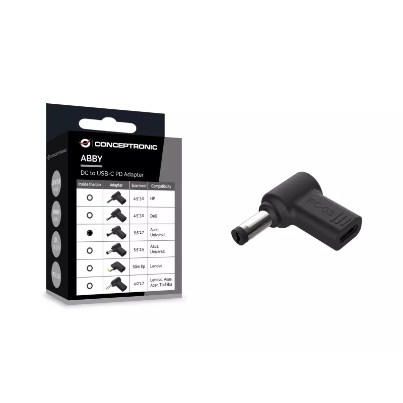 Conceptronic ABBY15PC03 DC σε USB-C Adapter, Acer/Universal 5,5x1,7mm, 18-20V