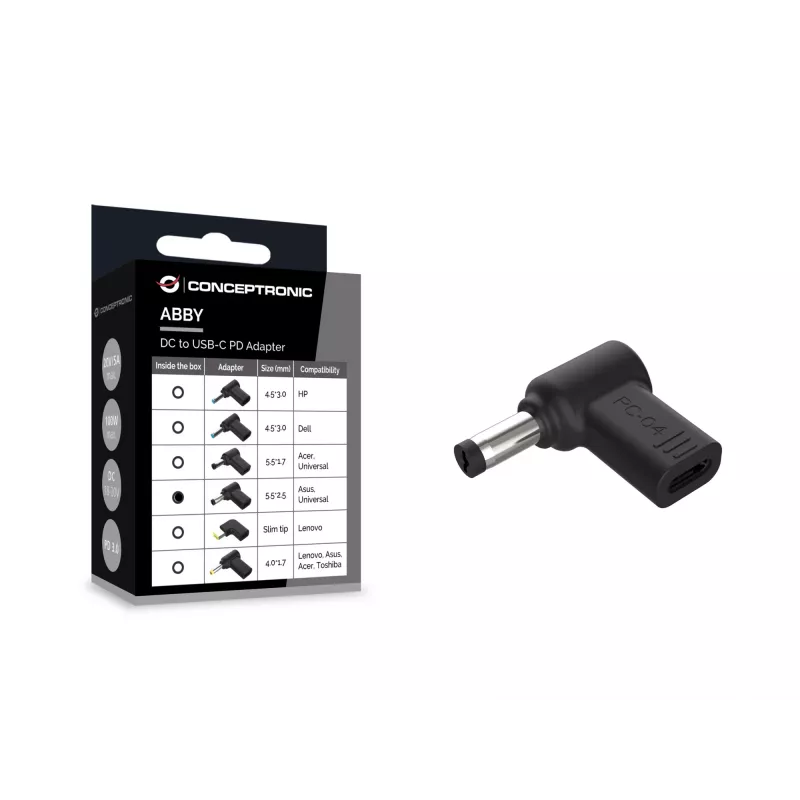 Conceptronic ABBY15PC04 DC σε USB-C Adapter, Asus/Universal 5,5x2,5mm, 18–20V
