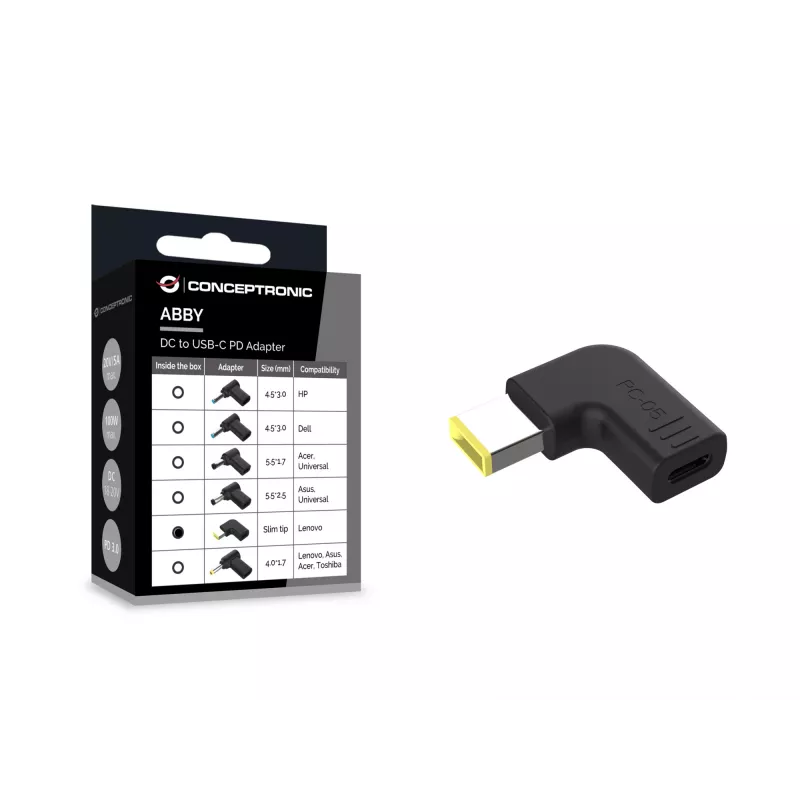 Conceptronic ABBY15PC05 DC σε USB-C Adapter, Lenovo λεπτό Tip, 18-20V