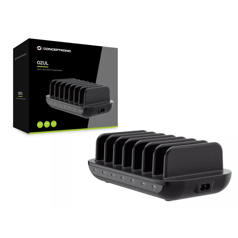 Conceptronic OZUL07B Σταθμός φόρτισης USB PD 160W 7 θυρών, USB-C x 7, PD 3.0