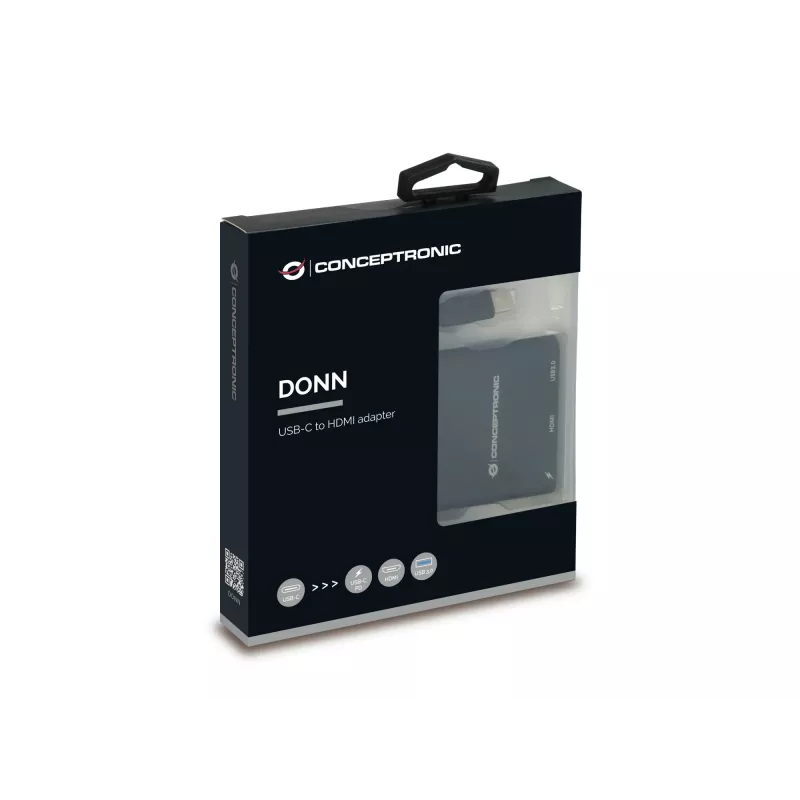 Conceptronic DONN01B Θήκη σύνδεσης φορητού υπολογιστή/πολλαπλών θυρών USB 3.2 Gen 1 (3.1 Gen 1) Type-C μαύρο