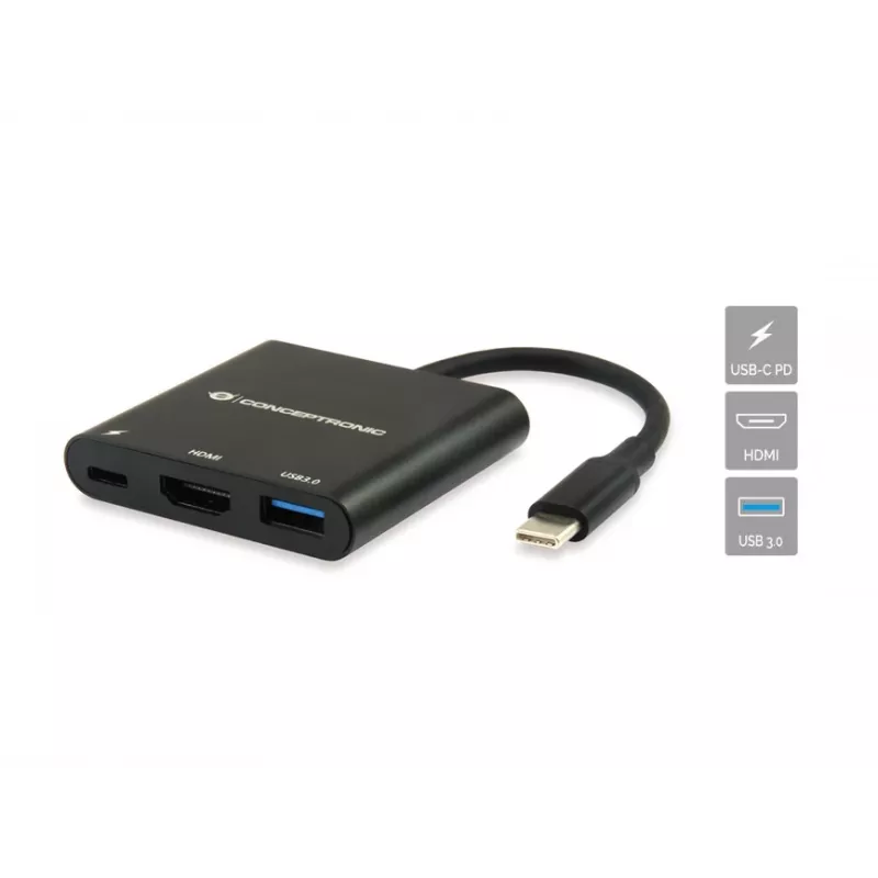 Conceptronic DONN01B Θήκη σύνδεσης φορητού υπολογιστή/πολλαπλών θυρών USB 3.2 Gen 1 (3.1 Gen 1) Type-C μαύρο