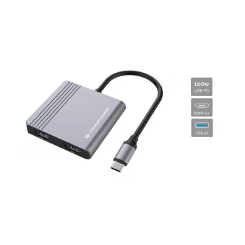 Conceptronic DONN13G Θήκη σύνδεσης φορητού υπολογιστή/πολλαπλών θυρών Ενσύρματο USB 3.2 Gen 1 (3.1 Gen 1) Type-C γκρι