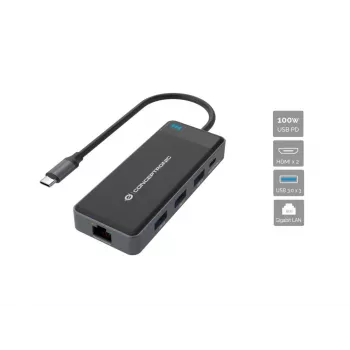 Conceptronic DONN14G Θήκη σύνδεσης φορητού υπολογιστή/πολλαπλών θυρών Ενσύρματο USB 3.2 Gen 1 (3.1 Gen 1) Type-C γκρι