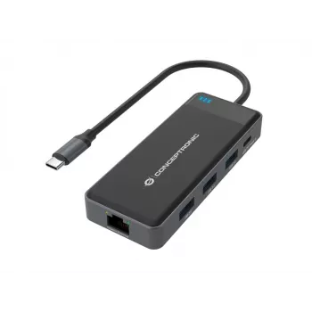 Conceptronic DONN14G Θήκη σύνδεσης φορητού υπολογιστή/πολλαπλών θυρών Ενσύρματο USB 3.2 Gen 1 (3.1 Gen 1) Type-C γκρι
