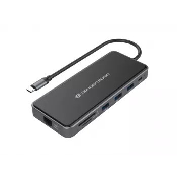 Conceptronic DONN15G Θήκη σύνδεσης φορητού υπολογιστή/πολλαπλών θυρών Ενσύρματο USB 3.2 Gen 1 (3.1 Gen 1) Type-C γκρι