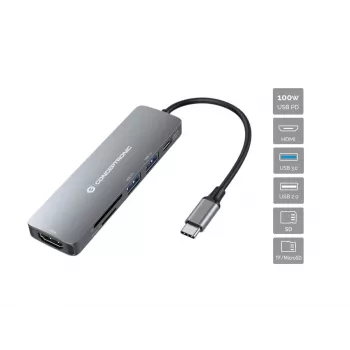 Conceptronic DONN11G Θήκη σύνδεσης 6 σε 1 USB 3.2 Gen 1, HDMI, 100W USB PD, USB 3.0, USB 2.0, SD, TF/MicroSD