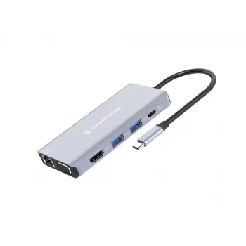 Conceptronic DONN20G Θήκη σύνδεσης 10 σε 1 USB 3.2 Gen 1, HDMI, VGA, USB-A 3.0 x 3, SD, TF/MicroSD, Ήχος, GbE LAN, 100W USB PD