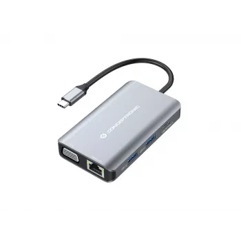Conceptronic DONN21G Θήκη σύνδεσης φορητού υπολογιστή/πολλαπλών θυρών Ενσύρματο USB 3.2 Gen 1 (3.1 Gen 1) Type-C γκρι