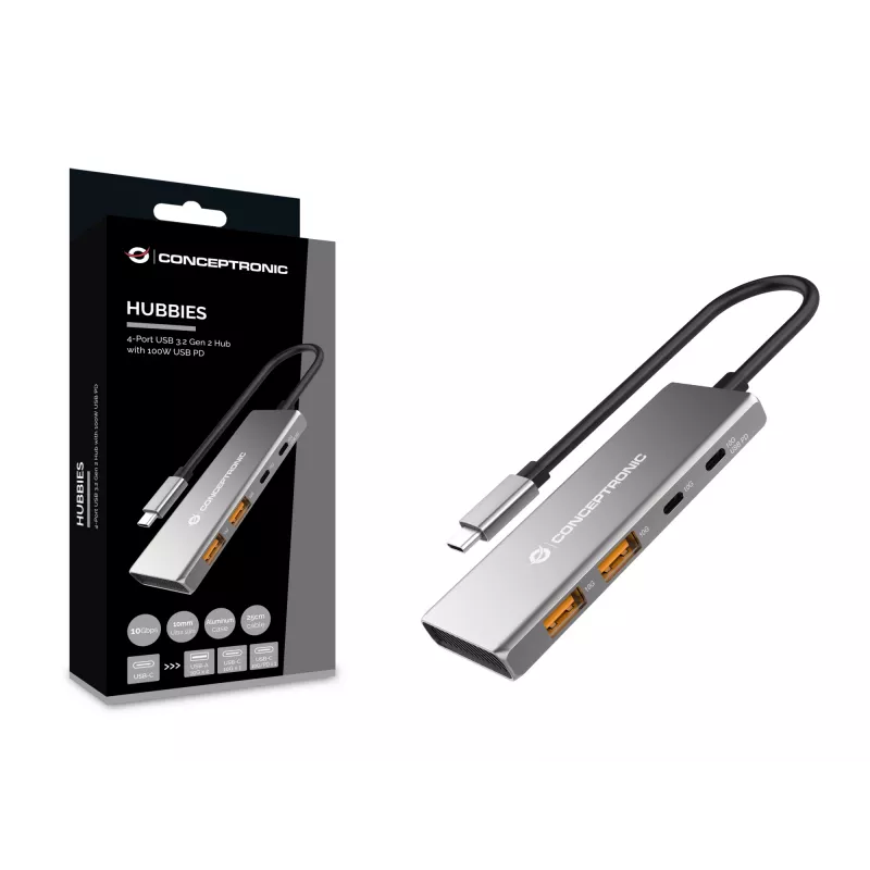 Conceptronic HUBBIES15G Διανομέας διασύνδεσης USB 3.2 Gen 2 (3.1 Gen 2) Type-C 10000 Mbit/s γκρι