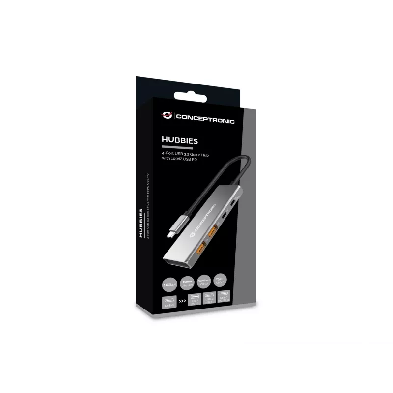 Conceptronic HUBBIES15G Διανομέας διασύνδεσης USB 3.2 Gen 2 (3.1 Gen 2) Type-C 10000 Mbit/s γκρι