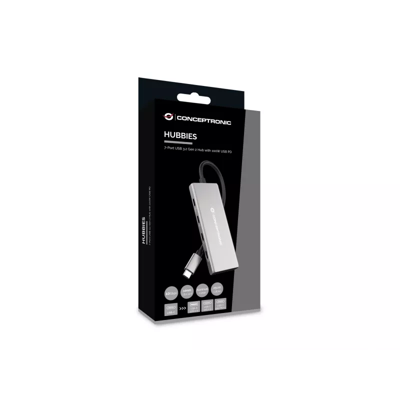 Conceptronic HUBBIES17G Διανομέας διασύνδεσης USB 3.2 Gen 2 (3.1 Gen 2) Type-C 10000 Mbit/s γκρι