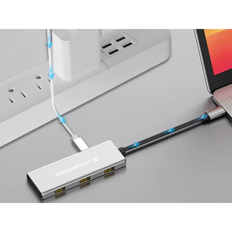 Conceptronic HUBBIES17G Διανομέας διασύνδεσης USB 3.2 Gen 2 (3.1 Gen 2) Type-C 10000 Mbit/s γκρι