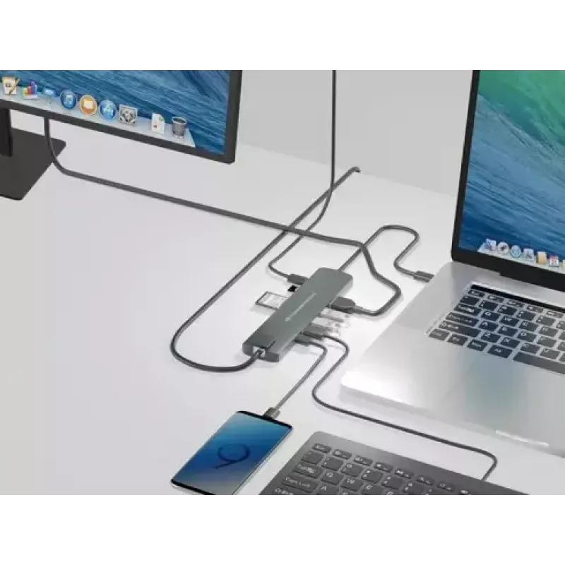 Conceptronic DONN Προσαρμογέας διανομέα USB 9 σε 1 Πολλαπλών λειτουργιών