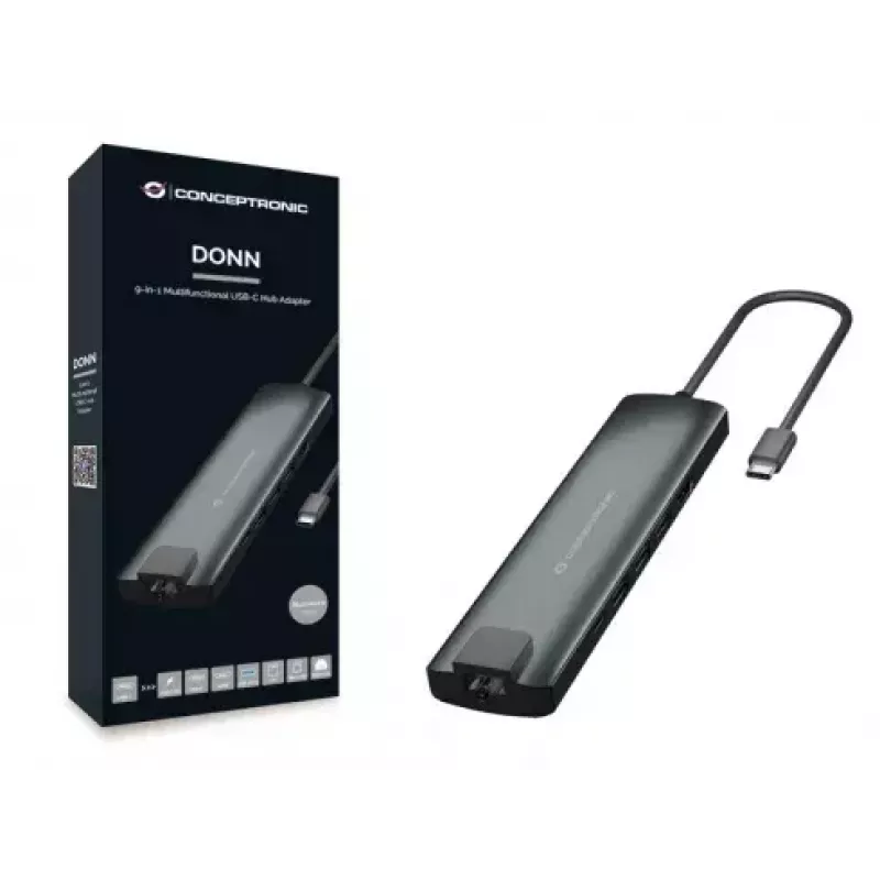 Conceptronic DONN Προσαρμογέας διανομέα USB 9 σε 1 Πολλαπλών λειτουργιών
