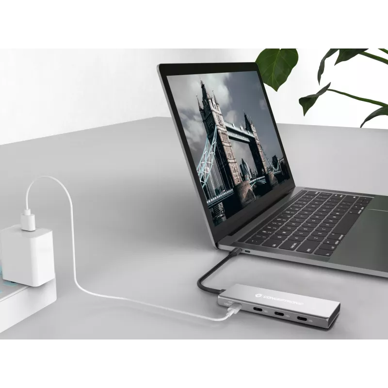 Conceptronic HUBBIES16G Διανομέας διασύνδεσης USB 3.2 Gen 2 (3.1 Gen 2) Type-C 10000 Mbit/s γκρι