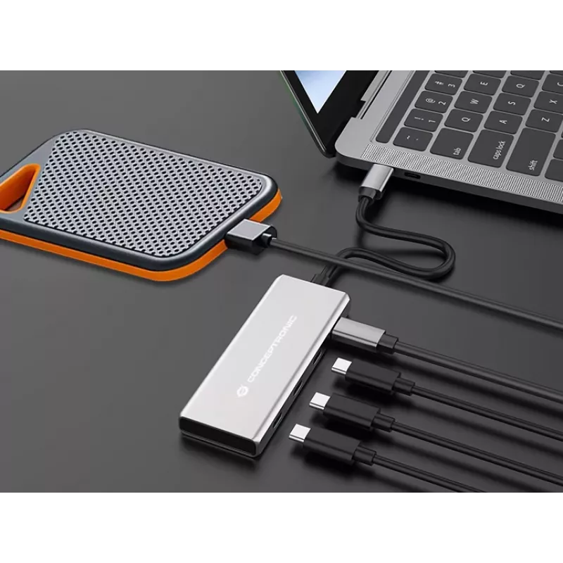 Conceptronic HUBBIES16G Διανομέας διασύνδεσης USB 3.2 Gen 2 (3.1 Gen 2) Type-C 10000 Mbit/s γκρι