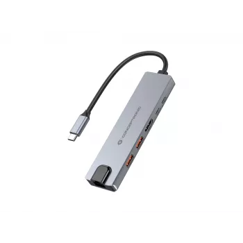 Conceptronic DONN29G Θήκη σύνδεσης 6 σε 1 USB 3.2 Gen 2, 4K60Hz HDMI, USB-A 10Gbps x 2, USB-C 10Gbps, GbE LAN, 140W USB PD 3.1