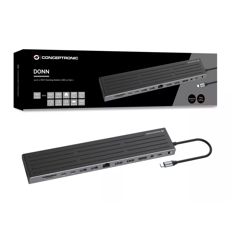 Θήκη σύνδεσης Conceptronic DONN32B 14 σε 1 USB 3.2 Gen 1 HDMI DP