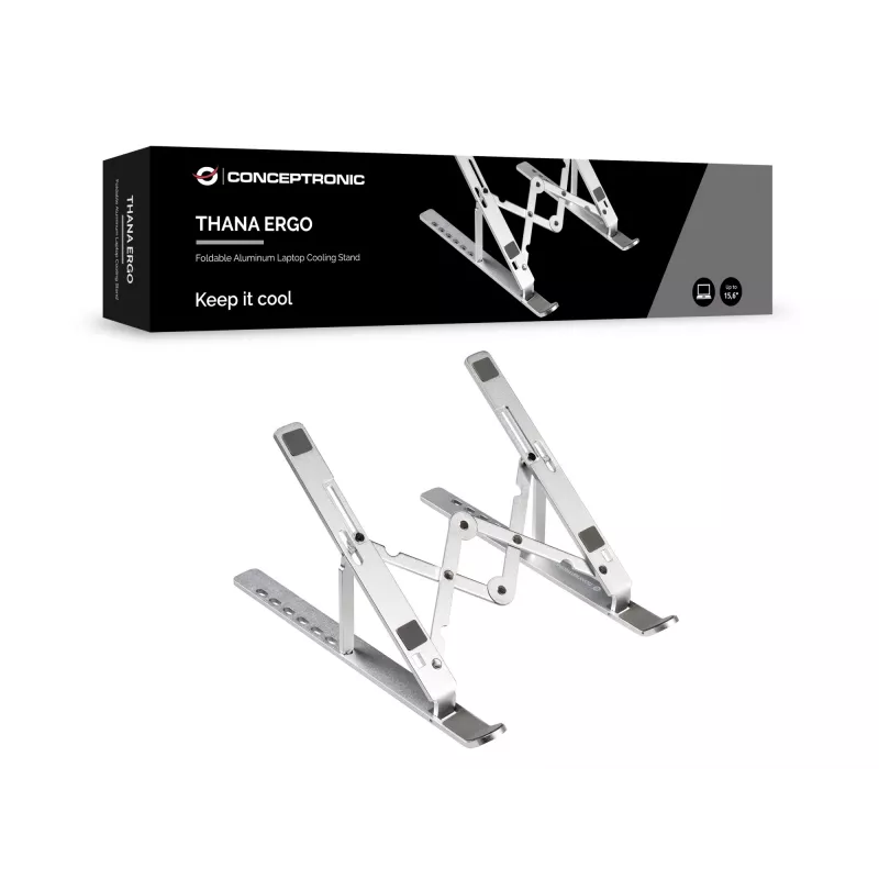 Conceptronic THANA04S ERGO Πτυσσόμενη βάση ψύξης φορητού υπολογιστή από αλουμίνιο