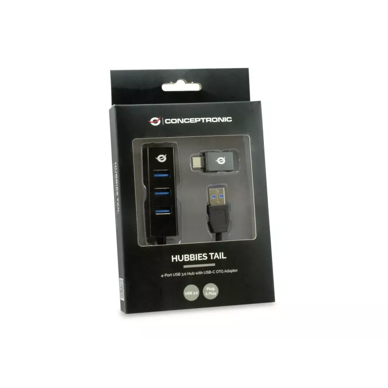 Διανομέας USB Conceptronic HUBBIES Διανομέας USB 3.0 4 θυρών με προσαρμογέα USB-C OTG