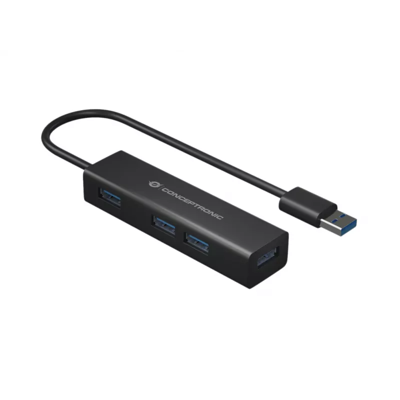 Conceptronic Διανομέας USB 3.0 4 θυρών από αλουμίνιο με προσαρμογέα USB-C σε USB-A