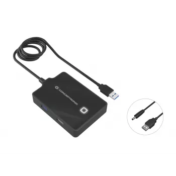 Conceptronic HUBBIES Διανομέας USB 3.0/2.0 4 θυρών, καλώδιο 90 cm, USB 3.2 Gen 1 (3.1 Gen 1) Type-A, μαύρο, USB 2.0, USB 3.2 Gen 1 (3.1 Gen 1) Type-A, Κίνα, 87 mm, 55 mm